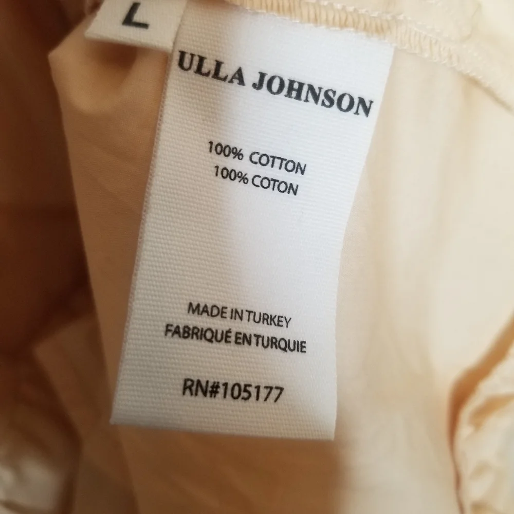 Ulla Johnson Tiered Midi Dress Ivory Oatmeal Cotton Boho Prairie Dress Hope
